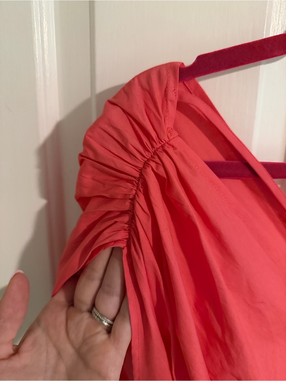 Lucy Paris Coral-Pink Floral-Waist V-Neck Midi Dress with Floral Waist - Picture 5 of 7